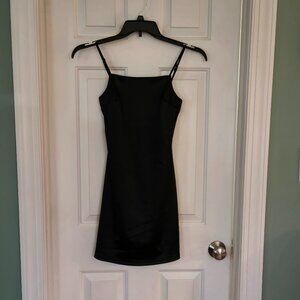WONAN'S SIZE SMALL BLACK EVENING MINI DRESS/SPAGHETTI STAPS